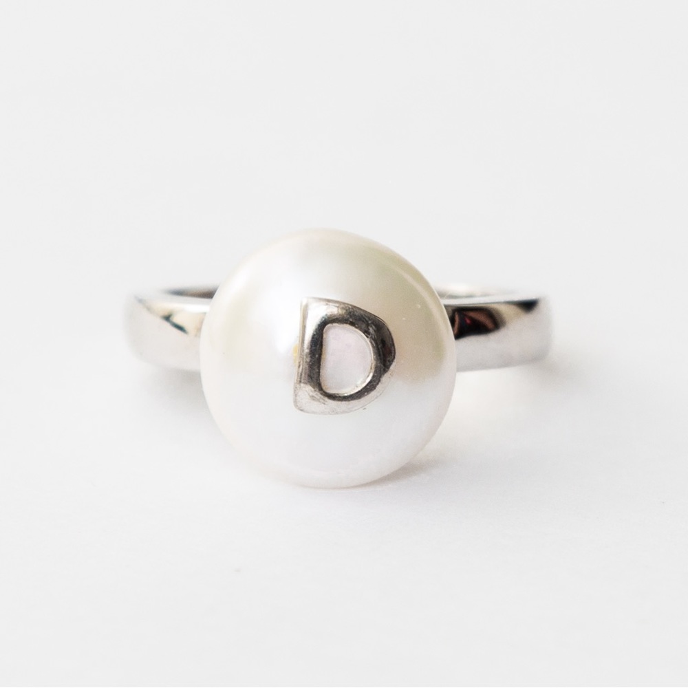 Honora 13.0 mm cultured coin pearl ring classic letter D sterling silver 10